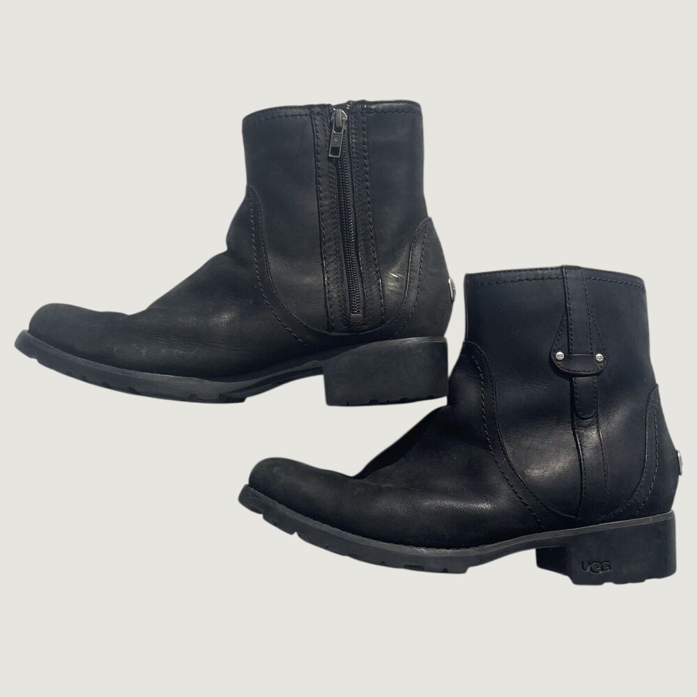 Ugg Australia Blakely Winter Ankle Boots Womens Size 9.5 Black Fur Shoes